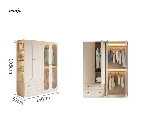 MEIHOUSE French Light Luxury Glass Door Bedroom Wardrobe Locker from MEIHOUSE