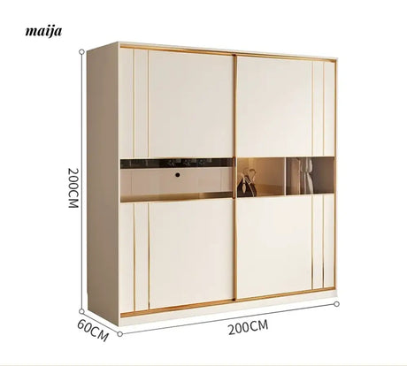MEIHOUSE Cream Sliding Door Minimalist Bedroom Wardrobe Finished Cabinet from MEIHOUSE