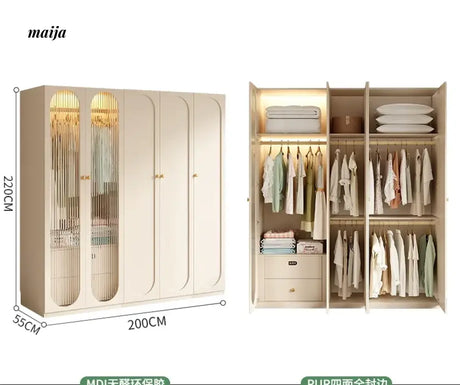 MEIHOUSE French Cream Wardrobe Bedroom Finished Large Storage Cabinet from MEIHOUSE