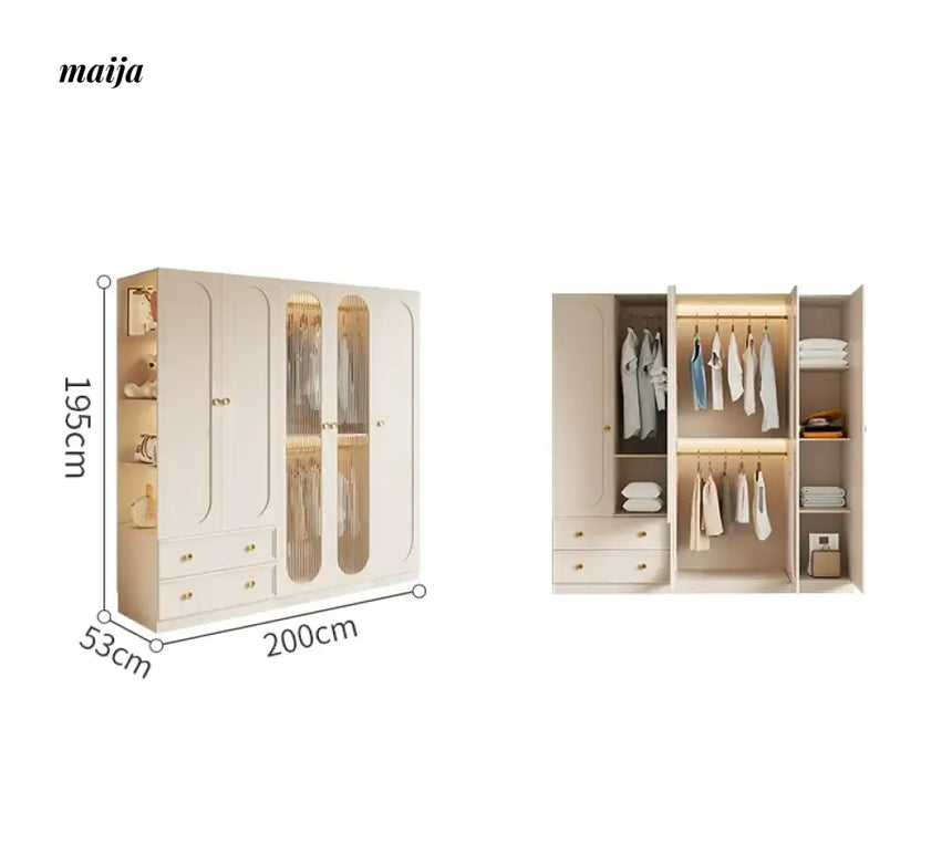 MEIHOUSE French Light Luxury Glass Door Bedroom Wardrobe Locker from MEIHOUSE