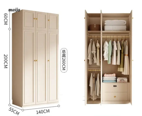 MEIHOUSE French Cream Wardrobe Bedroom Economical Flat Door Storage from MEIHOUSE