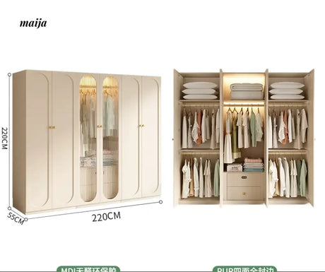 MEIHOUSE French Cream Wardrobe Bedroom Finished Large Storage Cabinet from MEIHOUSE