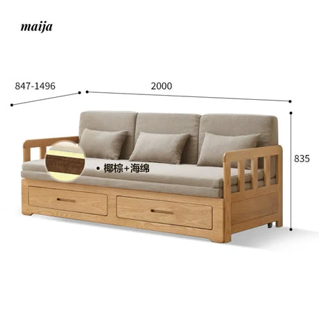 GENJI Andy Solid Wood Sofa Bed with Storage from GENJI