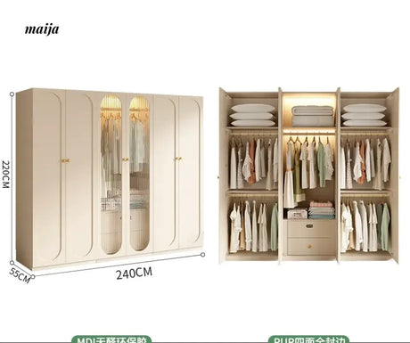 MEIHOUSE French Cream Wardrobe Bedroom Finished Large Storage Cabinet from MEIHOUSE