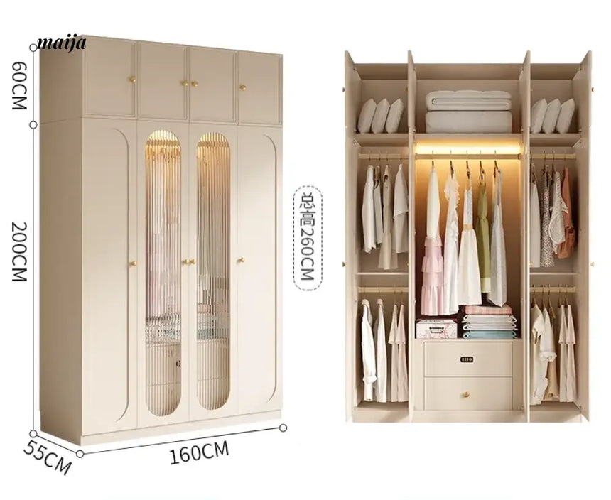 MEIHOUSE French Cream Bedroom Wardrobe Modern Assembled Cabinet from MEIHOUSE