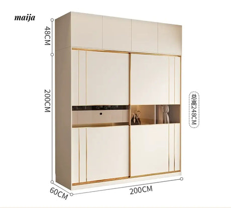 MEIHOUSE Cream Sliding Door Minimalist Bedroom Wardrobe Finished Cabinet from MEIHOUSE