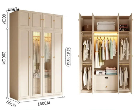 MEIHOUSE French Cream Wardrobe Bedroom Economical Flat Door Storage from MEIHOUSE