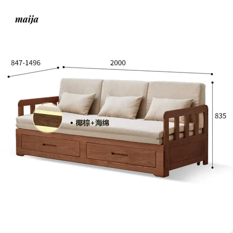 GENJI Andy Solid Wood Sofa Bed with Storage from GENJI