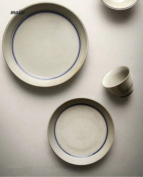 JOTO Japanese Blue and White Ceramic Soup Bowl Set from JOTO