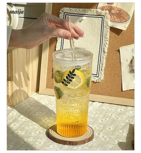 BANKE Large Capacity Glass Cup with Lid and Straw from BANKE
