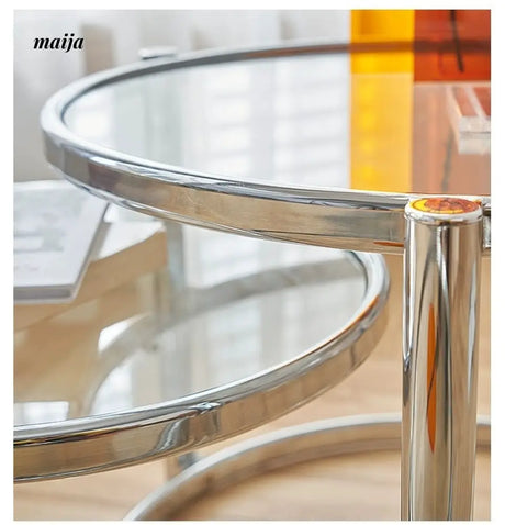 LOWERLEFT Rotating Glass Tea Table from Lower Left