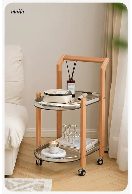 LOWERLEFT Wooden Glass Swivel Cart from Lower Left