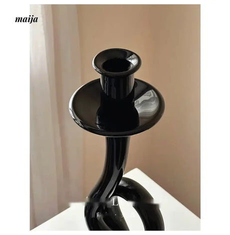GUIFOU Retro Black Glass Candlestick from GUIFOU