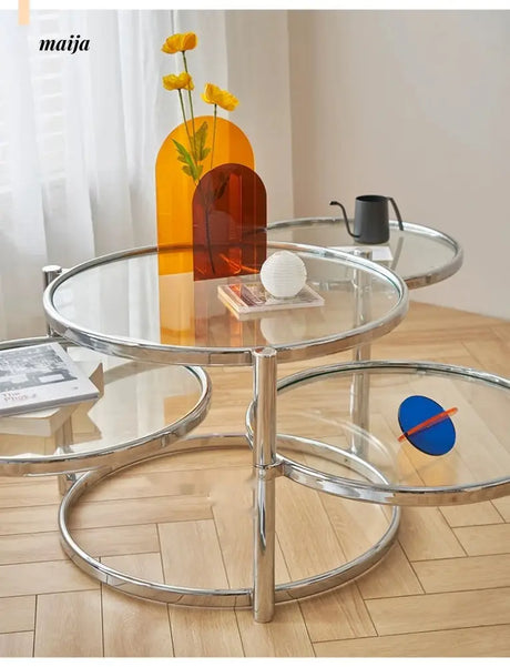 LOWERLEFT Rotating Glass Tea Table from Lower Left
