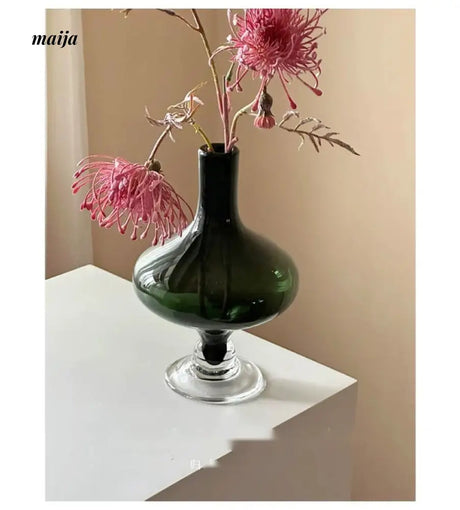 GUIFOU Narrow Mouth Green Glass Vase from GUIFOU