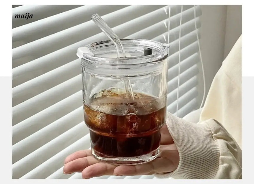 BANKE Bamboo Glass Straw Coffee Milk Cup from BANKE
