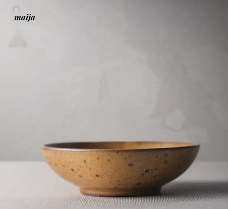 JOTO Eight Year Rough Ceramic Fruit Plate Handmade Retro Dish from MOSE