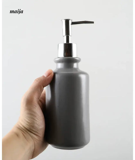 KULE HOME Glossy Grey Ceramic Lotion Bottle for Bathroom from KULE HOME