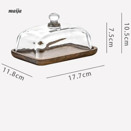 Wooden Dessert Tray with Glass Lid from Zodian