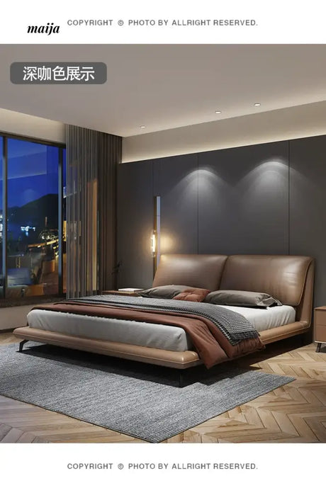 Dexter Leather Minimalist Bed from Kaiyashi