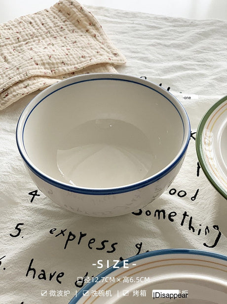 YASUKI Minja Retro Striped Ceramic Soup Bowl from YASUKI