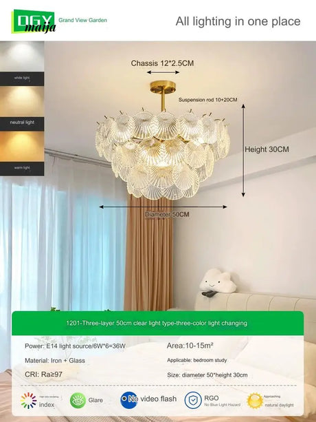 GVG Crystal Scallop Shell Ceiling Lamp from Kaiyashi