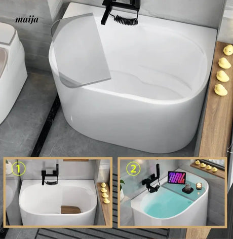 Mini Freestanding Rounded Outer Edge Acrylic Bathtub from maija