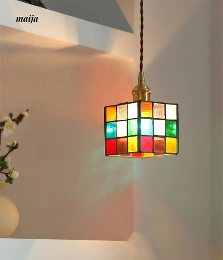 Stained Glass Rubik Glass Pendant Light from maija