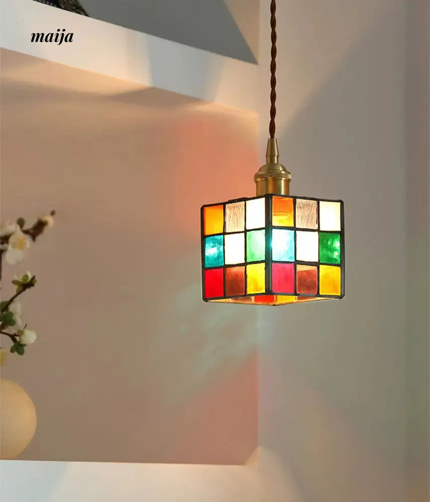 Stained Glass Rubik Glass Pendant Light from maija