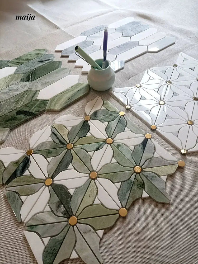 Emerald Mosaic Marble Tiles from LIZARD KING