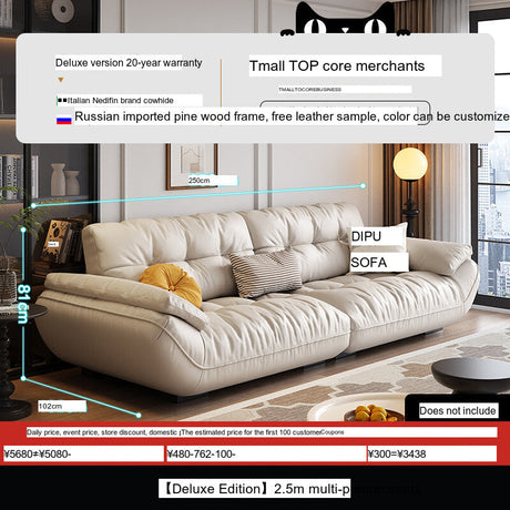 DIPU Cassius Minimalist Cream Leather Sofa from DIPU