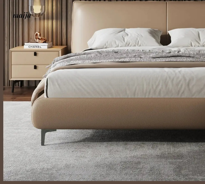 Minimalist Soft Leather Bed from maija