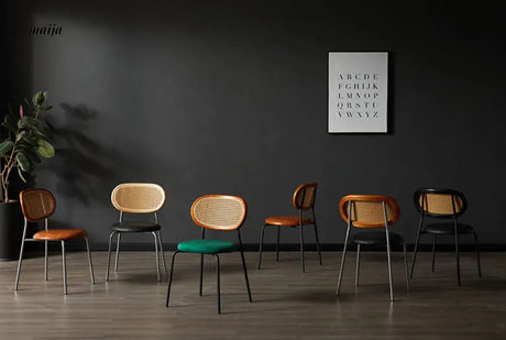 Evie Leather Rattan Dining Chair from Ouqi