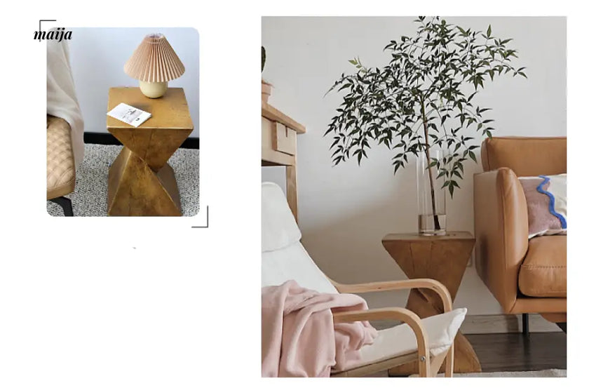 Irregular Hourglass Wood Stump Side Table from maija