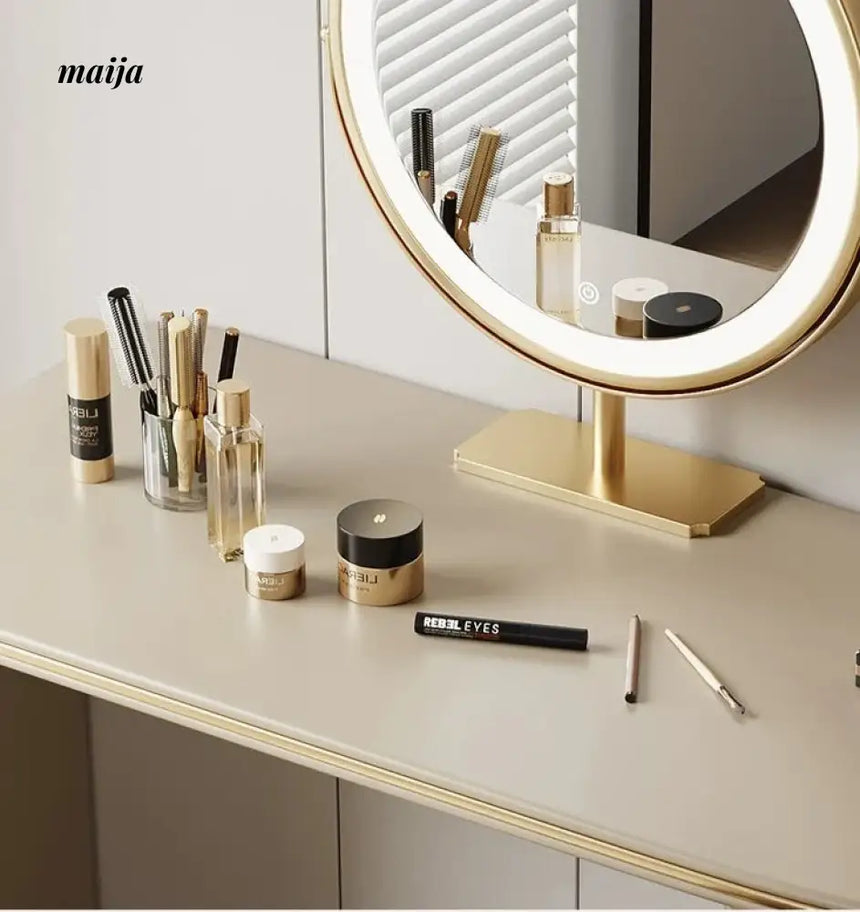 Ashleigh Simple Modern Dressing Table with Integrated Storage Cabinet from maija