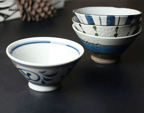 Hand-Painted Underglaze Japanese Rice Bowls from Small Device