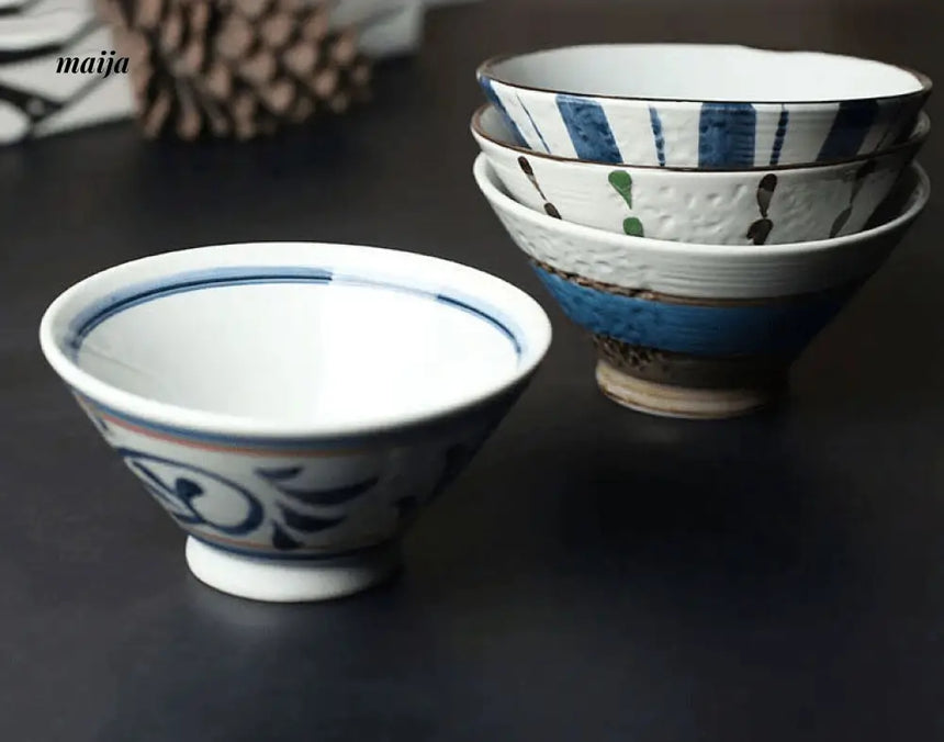 Hand-Painted Underglaze Japanese Rice Bowls from Small Device