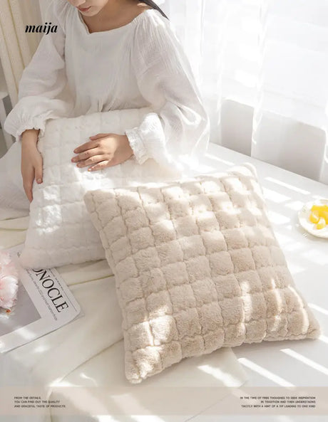Chessboard Fluffy Square Cushions from Manxiaomian