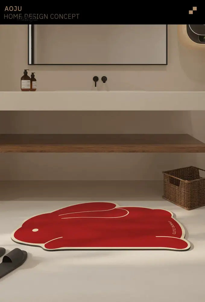 AOJU Nonslip Absorbent Rabbit Bath Mat