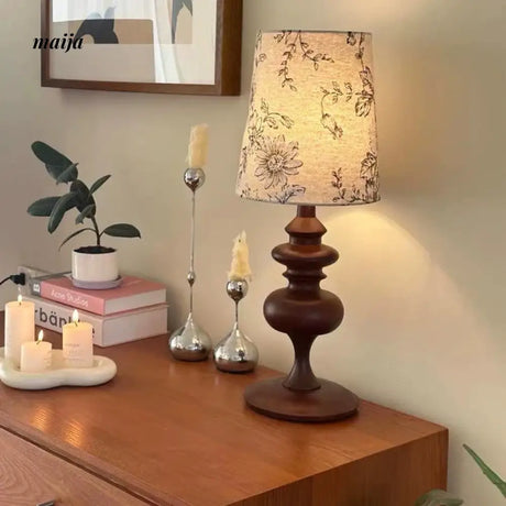 Romantic Solid Wood Retro Table Lamp from maija