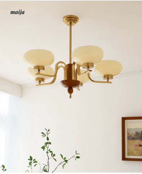 NANCY Teak Chandelier Modern Retro Glass Design from NANCY