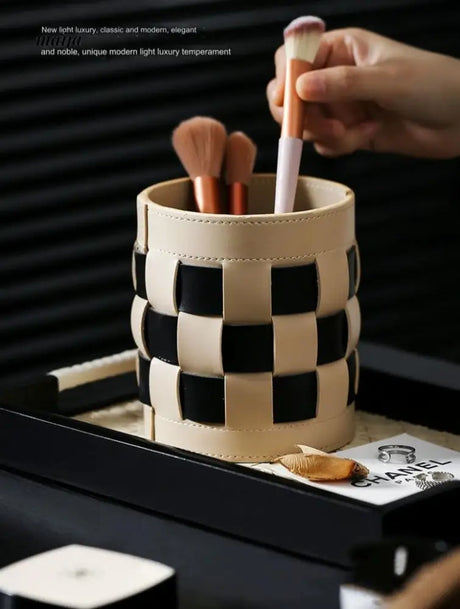MUYE Woven Leather Make Up Brush Holder from MUYE