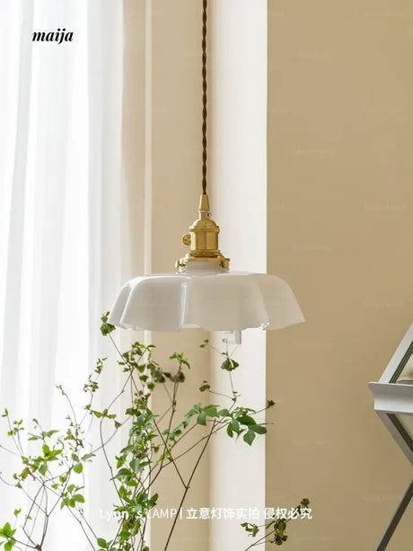 LYNN Cream Brass Retro Ceiling Lamp from Lynn's Lamp