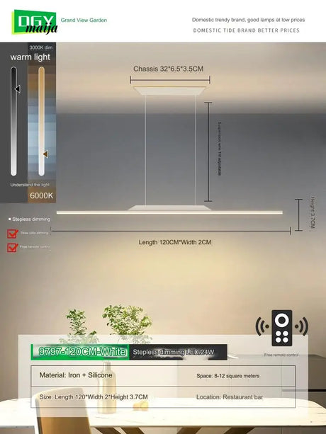 GVG Minimalistic Long Bar Ceiling Lamp from GVG