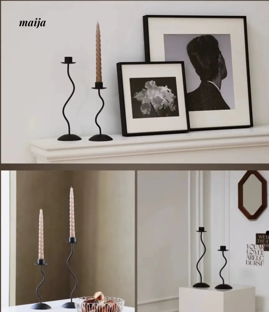 COLOURHUNTER Black Metal Retro Jewelry French Retro Style Candle Holder from maija
