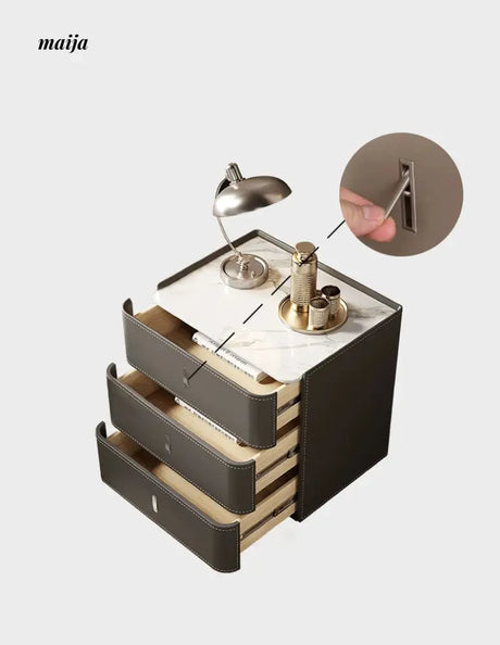 Matteo Leather Wrapped Bedside Table from maija