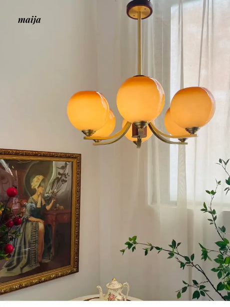NANCY French Copper Walnut Chandelier Art Design from NANCY