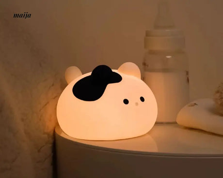 MUID Squeezy White Cat With Black Spot Night Lamp from MUID