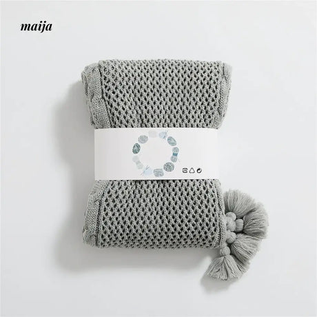MISTYWOOD Knitted Cushion with Blanket Stripes from MISTYWOOD