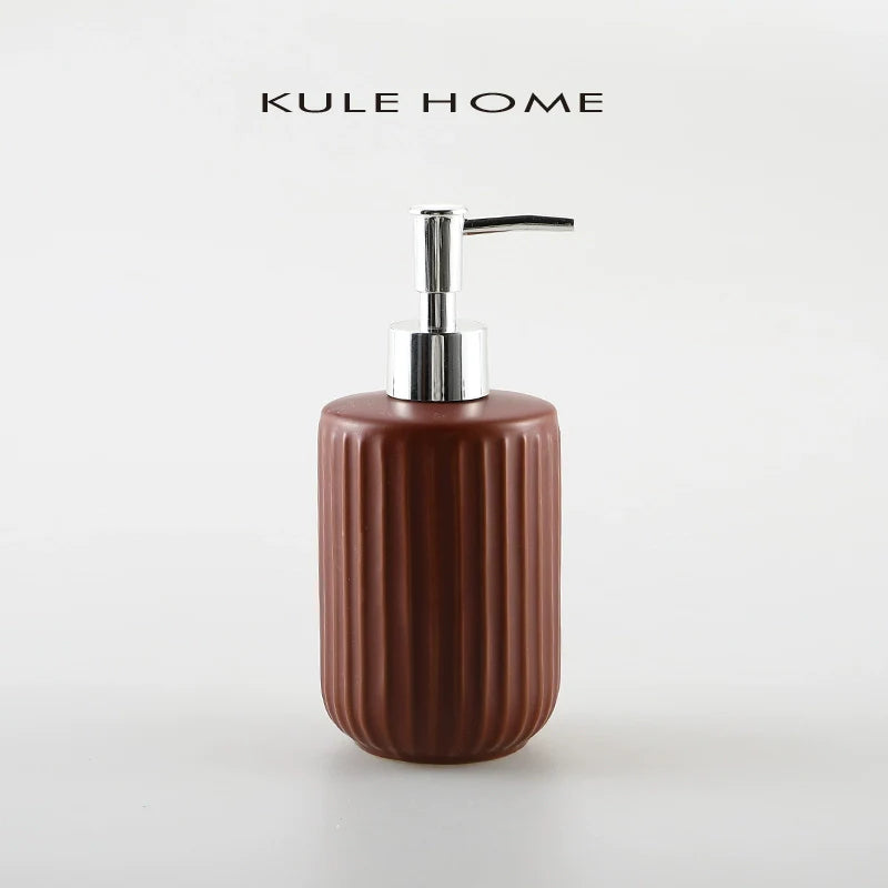 KULE HOME Stripe Ceramic Lotion and Hand Soap Bottle from KULE HOME